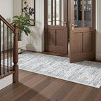 Washable Runner Rugs for Bedroom - 2x6 Runner Rug Non Slip, Ultra-Thin Entryway Runner, Soft Abstract Kitchen Runner for Hallway, Laundry, Bathroom, Indoor Door Mat(2'x6', Grey/Ivory)
