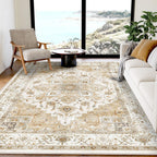 AMADA HOMEFURNISHING 5x7 Area Rugs, Washable Living Room Rug Low-Profile with Non-Slip Backing & Durable Edge Binding, Vintage 5x7 Rugs for Living Room, Bedroom, Dinning Room