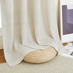 NICETOWN Flax Linen Semi Sheer Curtains 96 inches Long, Grommet Vertical Drapes Privacy Added with Light Filtering Window Treatments for Bedroom/Living Room, Natural, W55 x L96