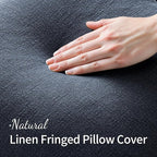 MIULEE Linen Fringe Decorative Euro Throw Pillow Covers Indigo Blue 26x26