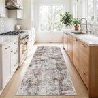 Hallway Runner Rug 2x8 Washable: Entryway Runners Rugs Non Slip Easy-to-Clean - Soft Living Room Bedroom Carpet - Thin Low Pile Printed Floor Mat for Dining Room Beige Brown