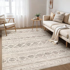Nakagishi 5x8 Area Rug Living Room: Washable Boho Large Neutral Soft Farmhouse Rugs Stain Resistant Modern Indoor Floor Non-Slip Carpet for Bedroom Nursery Kids Office Dining Room Dorm - Dark Brown