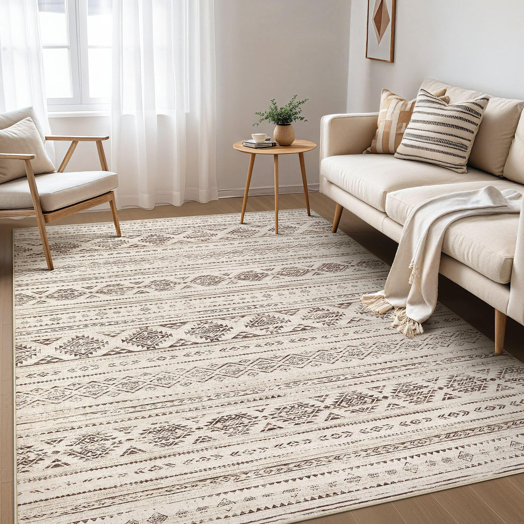 Nakagishi Boho 6x9 Area Rug Living Room Rugs Machine Washable Dark Brown