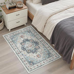 Madane Washable Area Rug 2x3 Small Entryway Rugs Non-Slip, Blue