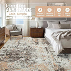 9x12 Area Rugs for Living Room Rug Washable: Abstract Large Rug for Dining Room Bedroom Carpet Non Slip 9 by 12 Indoor Modern Nursery Home Office Brown Beige