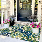 3x5 Botanical Entry Rug - Small Washable Indoor Outdoor Mats for Front Door Non-Slip Porch Rug Spring Tropical Green Leaf Throw Rugs for Living Room Bedroom Entryway Kitchen Office Porch Decor