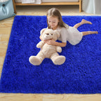 Pionblank Large Rug for Living Room 6x9, Modern Shag Area Rug, Royal Blue