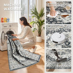 zesthome Washable Rug 6x9 Area Rugs,Stain Resistant Rugs for Living Room,Bedroom,Non-Slip Backing Home Decor Rug, Vintage Medallion Pattern Rugs (Black,6'x9')