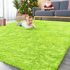 OLANLY 6x9 Machine Washable Large Area Rugs for Living Room, Bedroom, Soft Fluffy Shaggy Bedside Rug, Indoor Floor Carpet for Kids Girls and Boys, Dorms, Nursery, Home Decor Aesthetic, Lime Green