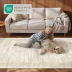 Long Hallway Runner Rug- Carpet Runners for Hallway 12ft, Anti Slip Backing Washable Rug Runner for Bathroom, Entrance, Living Room, Soft Low Pile Modern Rug Runner(2'x12', Beige/Ivory)