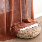 MIULEE Rust Curtains 96 Inch Length 2 Panels for Bedroom Living Room, Terracotta Soft Thick Linen Textured Window Drapes Semi Sheer Light Filtering Back Tab Rod Pocket Burlap Look Fall Decor