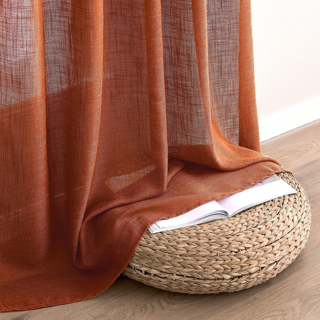 MIULEE Rust Fall Linen Curtains 52x96 Inch 2 Panels for Bedroom Living Room