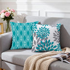 Hexagram Geometric Teal Pillow Covers 16x16, Decorative Pillow Covers
