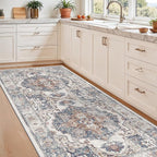 Washable 3x7 Hallway Runner Rug: Vintage 7ft Water-Resistant Soft Runner Rug for Entryway Kitchen Non-Slip Low Pile Carpet for Living Room Bedroom Thin Floor Mat for Bathroom Dining Room(3x7,Brick)