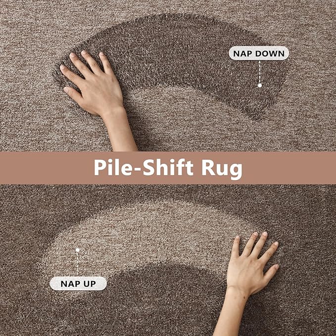 FinRèc Low Pile 6x9 Washable Area Rugs for Bedroom Living Room, Thin Rug Solid Color, Non-Slip Carpet Indoor for Home Decor (Brown)