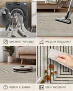 Latte&Fog 8x10 Area Rugs for Living Room, Large Beige Modern Abstract Washable Rug, Boho Non Slip Low Pile Carpet for Indoor Bedroom Dining Room, Office, Dorm, Classroom, Farmhouse and Kids Room