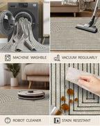 Latte&Fog 3x5 Washable Rug Modern Carpet for Entryway Bedroom, Beige