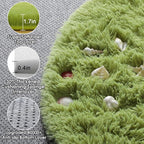 ONASAR Grass Green Round Area Rug 4ft, Soft Bedroom Circle Rugs Floor Mat for Kids Girls Teen Room, Cute Fluffy Plush Shaggy Carpet for Baby Nursery Living Room Playroom Dorm Home Decor