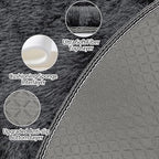5x5 ft Tie Dye Black Round Rug for Bedroom Room Fluffy Circle Rug Furry Carpet Shaggy Circular Fuzzy Washable Non-Slip Large Area Rug Soft Indoor for Living Room Cute Aesthetic Home Decor