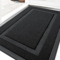OLANLY Front Door Mat Indoor Outdoor Entrance, Waterproof All-Season, All-Weather Doormat, Sturdy Natural Rubber, Low Profile, Easy Clean Patio Porch Entryway Mat, 35x23, Jet Black