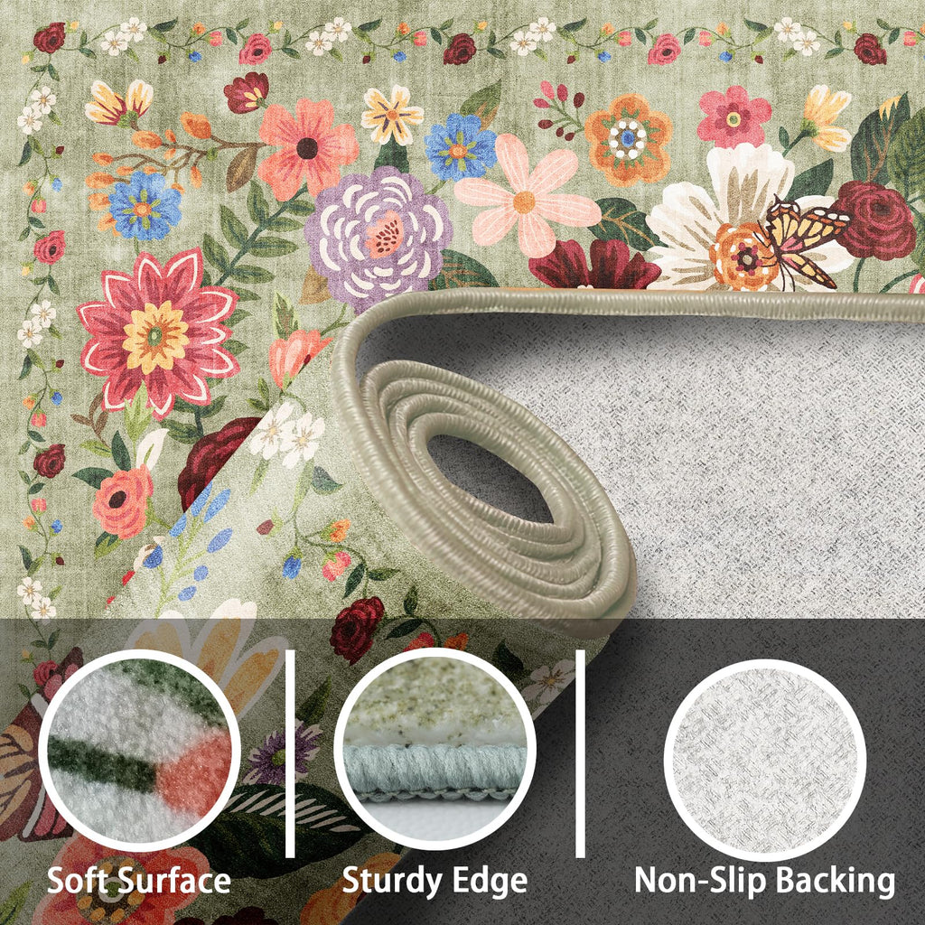 Babovid Floral Large Area Rug 10x14 for Living Room Bedroom