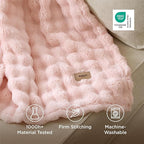 Bedsure 3D Fleece Bubble Blanket for Couch - GentleSoft Pink Twin Blanket for Sofa Bed Girls Room Decor - Luxury Soft Cozy Spring Gifts for Kids Girls, Lightweight, Crystal Pink, 60"×80"