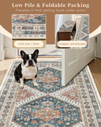 Madane Hallway Runner Rug 3x10 Washable Kitchen Runners 10ft, Navy Blue