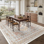 zesthome 8x10 Area Rugs for Living Room,Non-Slip Backing Washable Rugs,Vintage Large Area Rug，Stain Resistant Home Decor Rug (Orange,8'x10')