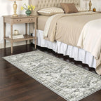 Runner Rug 2x6, Non Slip Washable Rugs for Laundry Room, Runners for Hallways, Low Pile Vintage Soft Rugs for Living Room, Kitchen Bathroom,Bedroom Rug(Grey/Beige,2'x6')