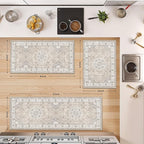 4 Pieces Kitchen Rug Set: Washable Water Resisitant Carpet for Sink Stove Area Soft Floor Mats with Non-Slip Backing for Bathroom Low-Pile Runners for Family with Elderly Dogs(2x3+2x4+2x5+2x6,Beige)