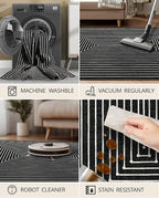Latte&Fog 2x3 Entryway Rug, Small Modern Abstract Door Mat, Washable Kitchen Rug, Boho Non Slip Low Pile Carpet for Indoor Kitchen, Entry, Front Door and Bathroom