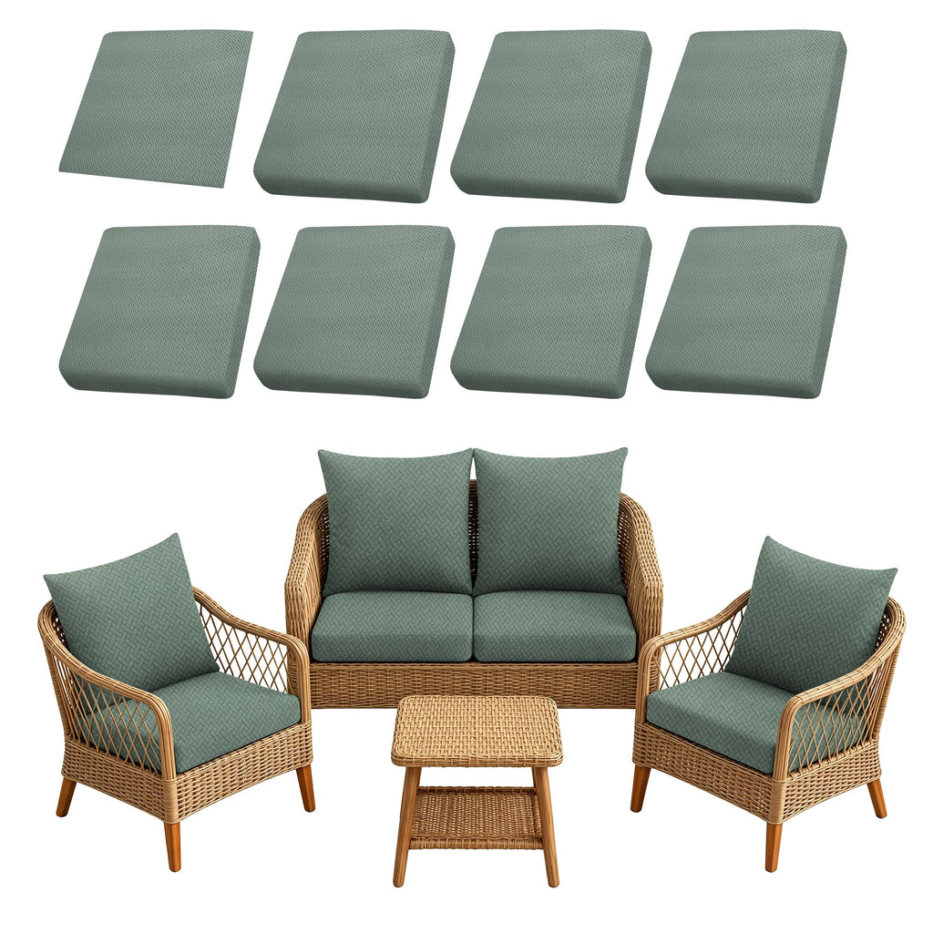 SUKAIKEQA 8PCS Patio Cushion Covers.Patio Furniture Couch SeatSlipcovers