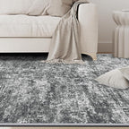 10x14 Area Rugs for Living Room Rug Washable: Abstract Large Rug Indoor Modern Carpet Non Slip for Dining Room Bedroom Nursery Home Office Black Grey