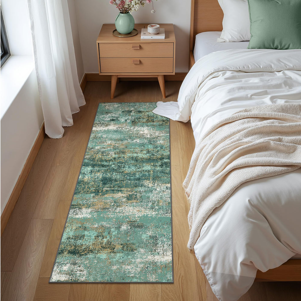 BEIMO 2x6 Runner Rug for Hallway, Turquoise Washable Abstract Non Slip Rug