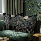 Rustic William Morris Night Moon Forest Green Decor Pillow Covers 18x18 Set of 2,Vintage Botanical Nature Landscape Decorative Throw Pillow Covers for Home Bedroom Living Room