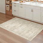 Soalmost 3x4 Rugs Non-Slip, Small Washable Kitchen Entryway Area Rug Beige