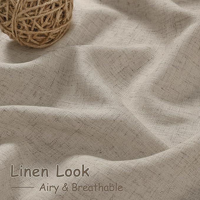 Nanspring Extra Long 120 Inch Curtains for Living Room Cobblestone Linen Light Filtering Semi Sheer Curtain Back Tab Modern Farmhouse Decor Floor to Ceiling High Window for Bedroom 52x120, 2 Panels
