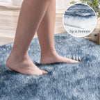 Ashler HOME DECO Soft Faux Fox Fur Rug Chair Couch Cover Area Rug for Bedroom Floor Sofa Living Room White Blue 2 x 2.8 ft