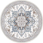OPPODREAM Soft Area Rugs 5', Persian-Inspired Washable Rug, Cream White & Blue