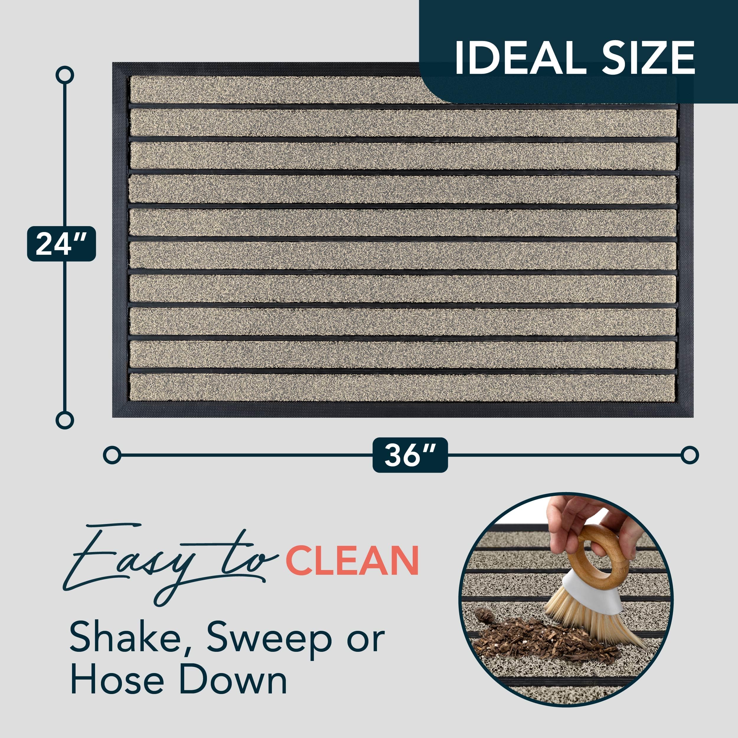 ubdyo Extra Durable Door Mat Outside Entrance (36" x 24", Bright Beige)
