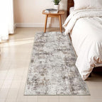 2x5 Washable Runner Rug for Hallway: Non Slip Entryway Runners Rugs Easy-to-Clean - Soft Living Room Bedroom Carpet - Thin Low Pile Floor Mat for Dining Room Beige Brown