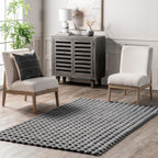 nuLOOM Jeni Dark Grey Checkered Washable Area Rug, 5' x 8'
