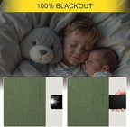 Christmas Green Blackout Curtains for Bedroom Linen Light Pale Olive Green Room Darkening Window Drape Black Out Dark Curtains for Ceiling Door Living Mid Century Modern Decor 108 Inches Long 2 Panels