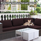 8Pcs Outdoor Cushion Covers, Patio Cushion Covers,Stretch Elastic Slipcovers, Replacement Washable & Reusable Furniture Protector for Patio Couch,Thick Jacquard Fabric(Coffee, Cover Only)