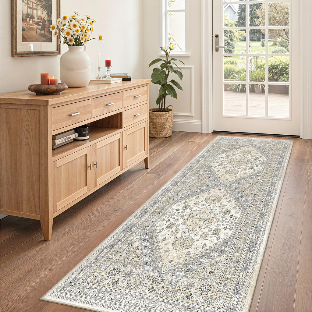 zesthome 2x6 Runner Rug Non Slip,Washable Hallway Runner Rug,Beige