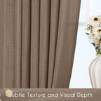 Chocolate Brown Linen Curtain 102 inch Length 2 Panels Back Tab Light Filtering Living Room Curtain Drapes Home Office Modern Minimalist Decor Farmhouse Boho Neutral Semi Sheer Curtain 102 inch Long