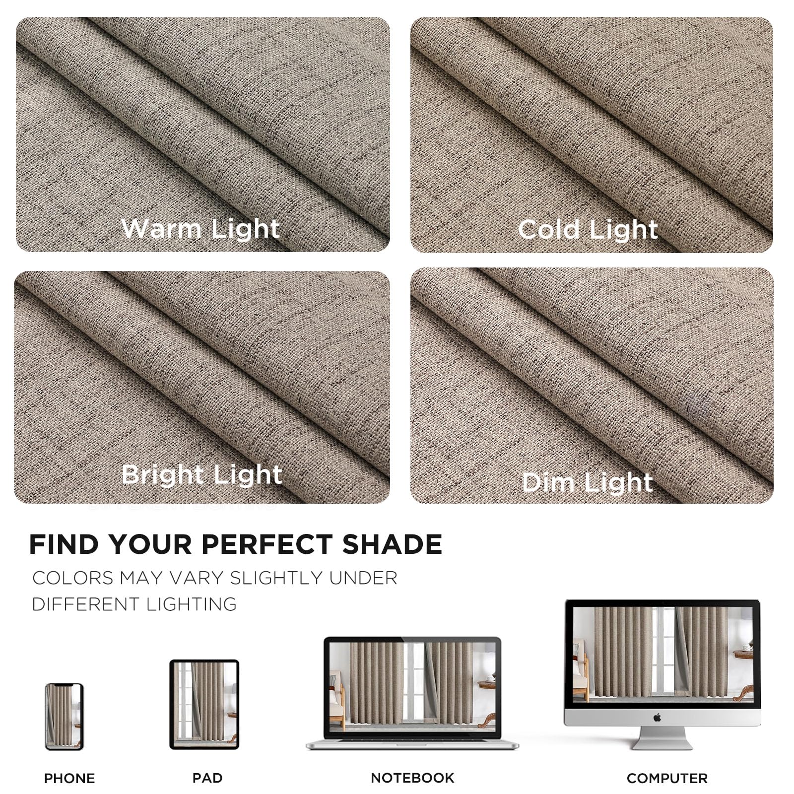 Joydeco Linen Blackout Curtains for Bedroom - 100% Light Blocking 1 Panels, Linen Drapes 100" W x 108" L, Thermal Insulated Room Darkening Curtains for Living Room, Rod Pocket & Back Tabs