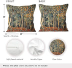 Rustic William Morris Inspired Autumn Forest Decor Pillow Covers 18x18 Set of 4,Fall Home Room Decor, Vintage Botanical Nature Decorative Throw Pillow Covers for Home Bedroom Living Room