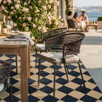 Lahome Checkered Easy Jute Outdoor Patio Rug, 8x10 Living Room Rug Washable