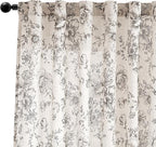 jinchan Vintage Floral Linen Curtains 102 Long for Living Room 2 Panels